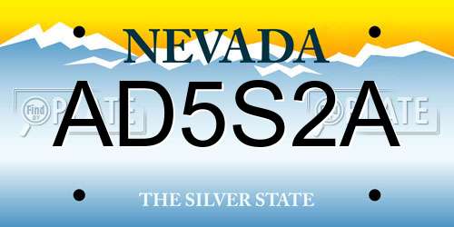 AD5S2A Nevada License Plate