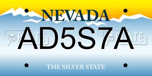 AD5S7A Nevada License Plate