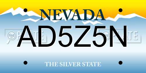AD5Z5N Nevada License Plate