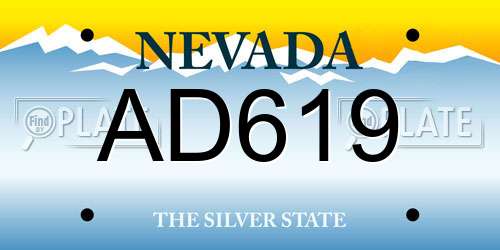 AD619 Nevada License Plate