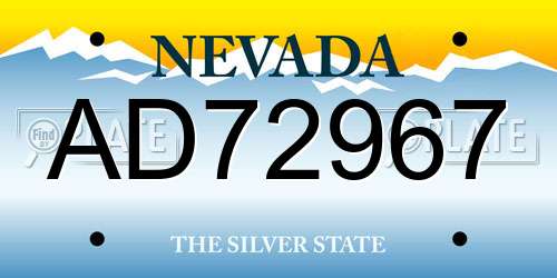 AD72967 Nevada License Plate