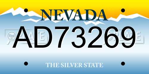 AD73269 Nevada License Plate