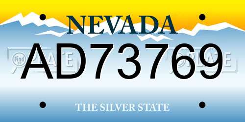 AD73769 Nevada License Plate