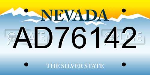 AD76142 Nevada License Plate