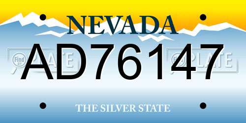 AD76147 Nevada License Plate