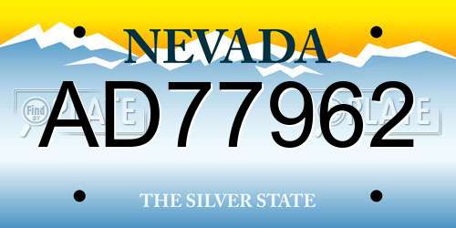 AD77962 Nevada License Plate