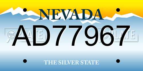AD77967 Nevada License Plate