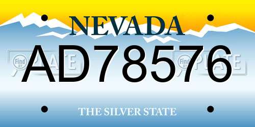 AD78576 Nevada License Plate