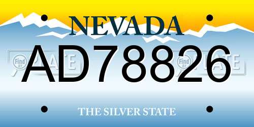AD78826 Nevada License Plate