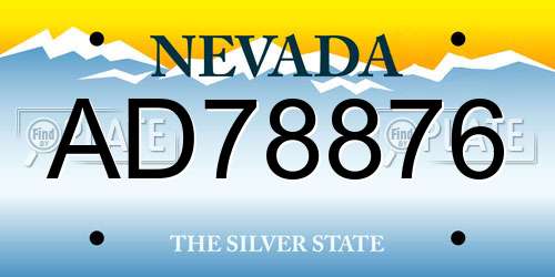 AD78876 Nevada License Plate