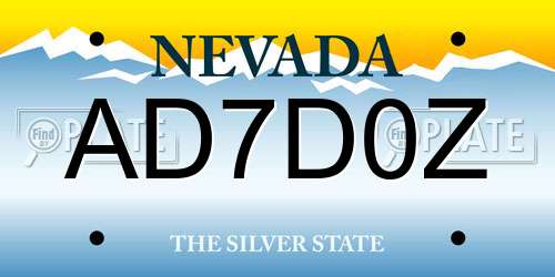 AD7D0Z Nevada License Plate