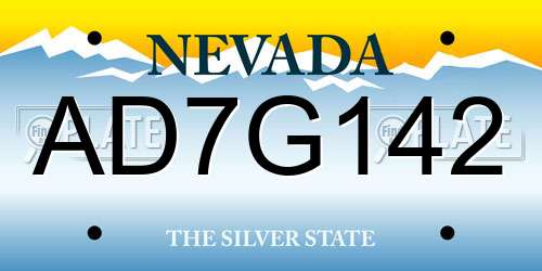 AD7G142 Nevada License Plate