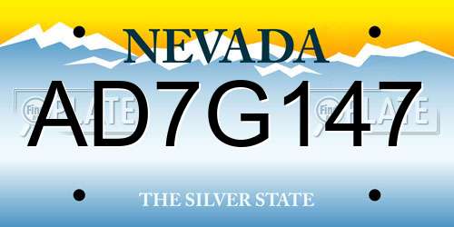 AD7G147 Nevada License Plate