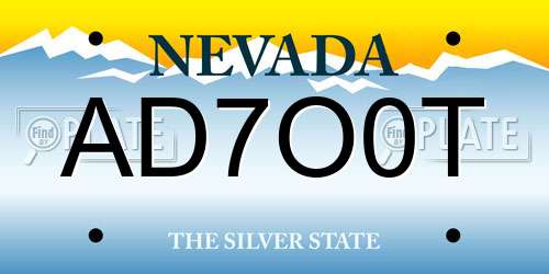 AD7O0T Nevada License Plate