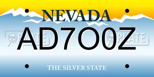 AD7O0Z Nevada License Plate