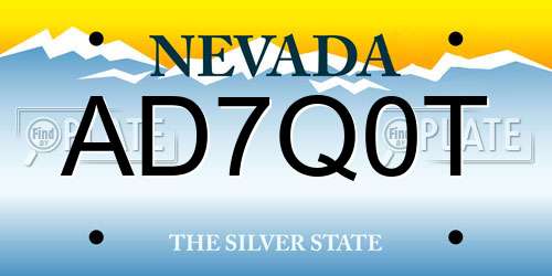 AD7Q0T Nevada License Plate