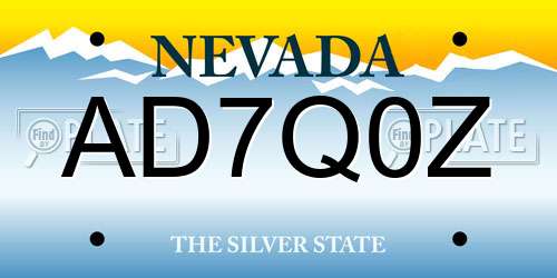 AD7Q0Z Nevada License Plate