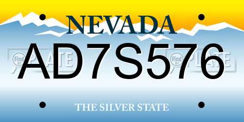 AD7S576 Nevada License Plate