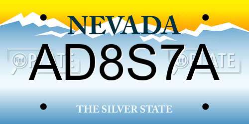 AD8S7A Nevada License Plate
