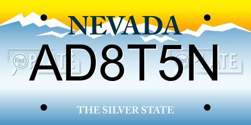 AD8T5N Nevada License Plate