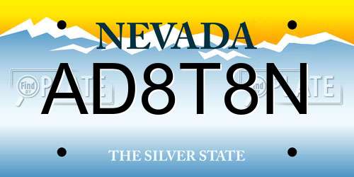 AD8T8N Nevada License Plate