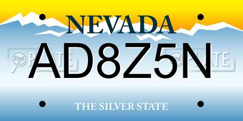 AD8Z5N Nevada License Plate