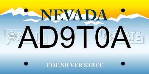 AD9T0A Nevada License Plate