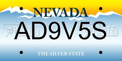AD9V5S Nevada License Plate