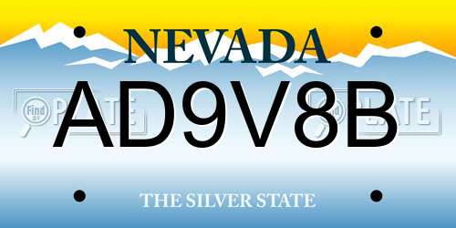 AD9V8B Nevada License Plate