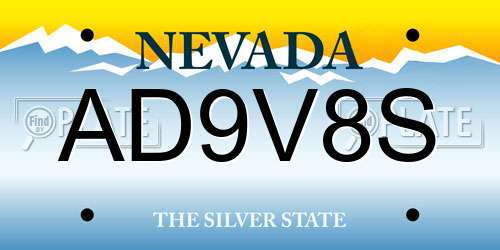 AD9V8S Nevada License Plate