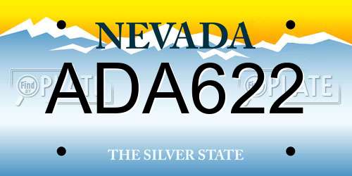 ADA622 Nevada License Plate