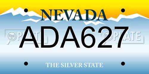 ADA627 Nevada License Plate