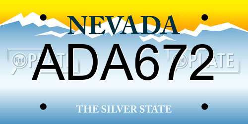 ADA672 Nevada License Plate