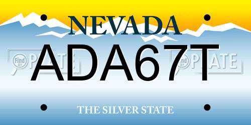 ADA67T Nevada License Plate