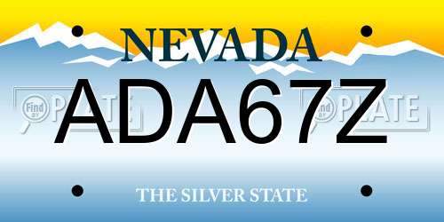 ADA67Z Nevada License Plate