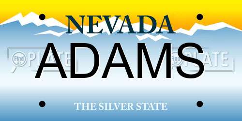 ADAMS Nevada License Plate