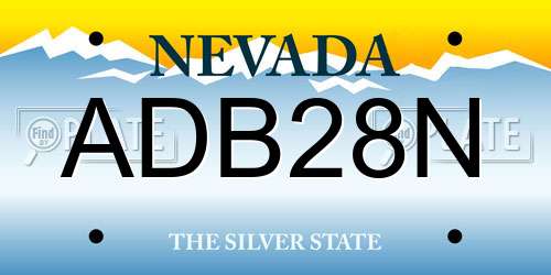 ADB28N Nevada License Plate