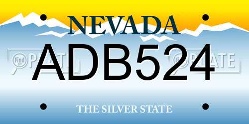 ADB524 Nevada License Plate
