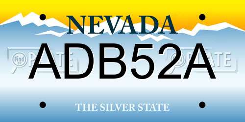 ADB52A Nevada License Plate