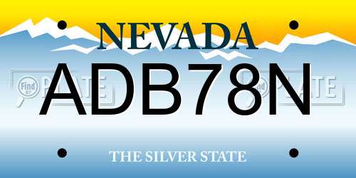 ADB78N Nevada License Plate