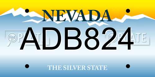 ADB824 Nevada License Plate