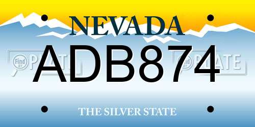 ADB874 Nevada License Plate