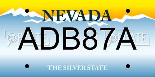ADB87A Nevada License Plate