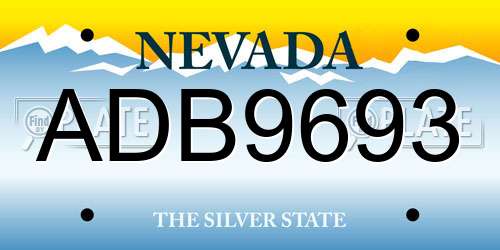 ADB9693 Nevada License Plate