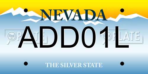 ADD01L Nevada License Plate