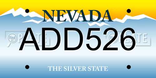 ADD526 Nevada License Plate