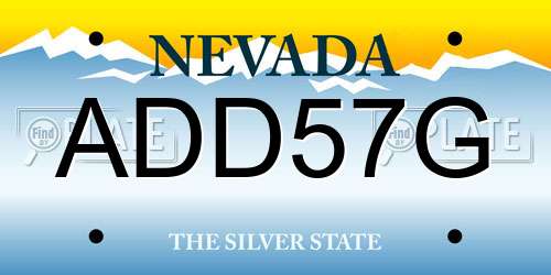 ADD57G Nevada License Plate