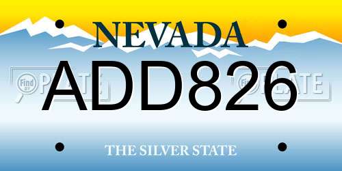 ADD826 Nevada License Plate