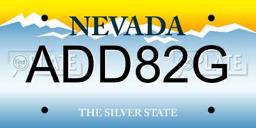 ADD82G Nevada License Plate