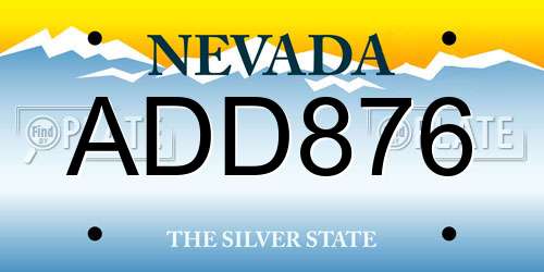 ADD876 Nevada License Plate